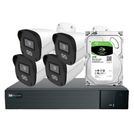 KIT CCTV IP NVR 4CH PoE + 4 x BULLET 4MP 2.8mm+HDD2TB