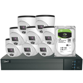 KIT CCTV IP NVR 8CH PoE + 8 x DOMO 4MP 2.8mm+HDD4TB