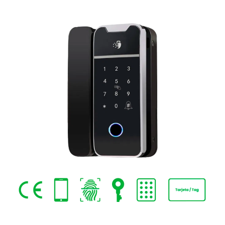 MX-FG6 CERRADURA INT. P/PUERTA CRISTAL COD/BIO/RFID APP NOSS