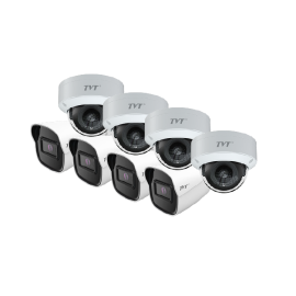 KIT 1 BLACK ALERT - 4 DOMOS + 4 BULLETS 2MP  2.8mm TVT