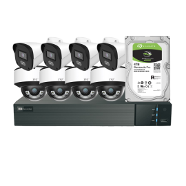 KIT CCTV IP NVR 8CH PoE+4 x DOMO/4 BULLET 4MP 2.8mm+HDD4TB